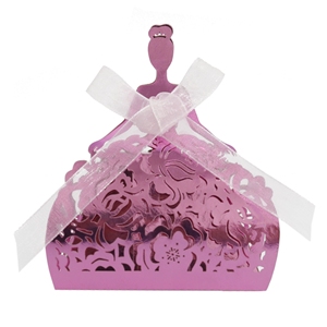 Boîtes à dragées miroir dorées découpées au laser, motif fille avec roses, lot de 50, boîtes à bonbons ajourées pour cadeaux de mariage et de douche nuptiale - Product Image 4