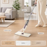 Serpillère pulvérisatrice 400 ml avec réservoir d'eau, brume fine, nettoyage en une seule passe, 3 tampons microfibres prêts à l'emploi pour parquet, marbre, stratifié