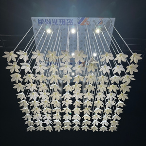 SMOOTH Light Luxury <b>White</b> Petal Flower <b>Hanging</b> Crystal Lamp Custom Square Chandelier Decorative For Wedding Ceiling - Product Image 2