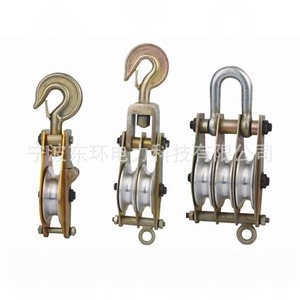 Poulie de traction à roue simple/double/triple en alliage d'aluminium avec corde en chanvre 1T-10T, plaque en fer pour applications de grue de camion - Product Image 1