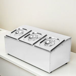 Conteneur de buffet en acier inoxydable à trois compartiments, bac Gastronorm poli miroir, matériau de qualité alimentaire, à poser au sol - Product Image 5