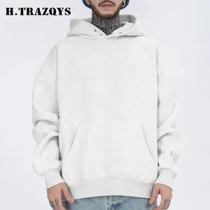 Wholesale Best Quality Men Grey Plain Hoodie With Buttons on neck Men's Hoodies