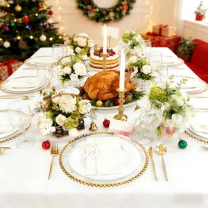 <span class=keywords><strong>Assiette</strong></span> de présentation jetable en plastique PP écologique transparente avec bord perlé, 13 pouces, ronde, classique, vaisselle de mariage, blanc nacré - Product Image 4
