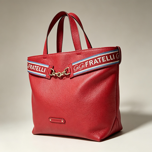 <b>Red</b> Pebbled Leather Tote Bag, Top Handle Webbing Chain Decor Adjustable Strap Daily Single Shoulder <b>Handbag</b> - Product Image 5