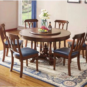 8 sandalye ahşap lüks yemek odası mobilyası mobilya ile lüks yemek masası yuvarlak yemek masası seti - Product Image 2