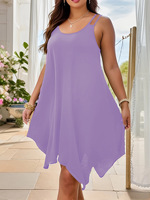 Robe décontractée mi-longue unie à bretelles pour femme grande taille 8XL, collection été 2026, coupe ample et tendance