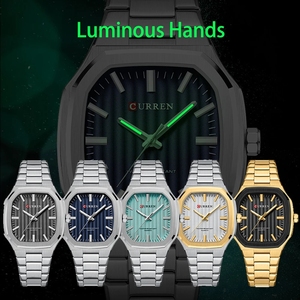 Curren 8458 Orologio da Uomo Quadrato Casual con Bracciale in Acciaio Inossidabile, Orologio da Polso al Quarzo con Lancette Luminose per Uomo - Product Image 5