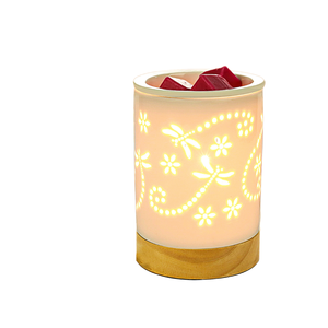 Brûleur d'arômes électrique 2 en 1 bois et céramique - Fondoir de cire pour la décoration intérieure - Product Image 1