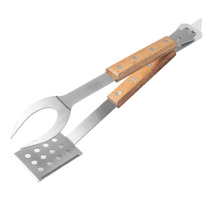 Outils de barbecue d'extérieur 2 en 1, <span class=keywords><strong>pelle</strong></span> avec fourchette, fabricants, fourchette à manche en <span class=keywords><strong>bois</strong></span>, <span class=keywords><strong>pelle</strong></span>, clip, combinaison barbecue - Product Image 2