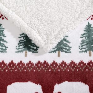 BORA Modern Christmas Flannel Blanket 100% Polyester Warm Fluffy with Joyous Geometric Print Woven Cartoon <strong>Character</strong> for <strong>Bed</strong> - Product Image 2