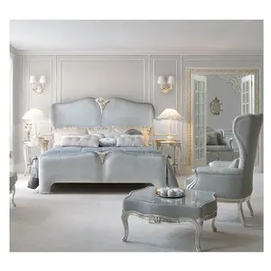 Ensemble de chambre à coucher élégant pour jeunes, meubles de maison personnalisés, meubles français rococo faits à la main, ensemble complet assorti