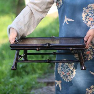Bamboo Mini Tea Table Folding Dry Brewing Tray Japanese Tatami Style Bay Window Tea Table - Product Image 2