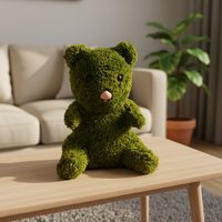 Décoration d'intérieur en forme d'ours en fourrure artificielle de qualité supérieure, type couverture moelleuse verte, cadre en PE, fourrure en nylon, ornement de style Art déco