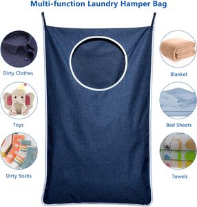 Foldable Hanging Laundry Hamper Bag with <b>Over</b> <b>Door</b> <b>Hooks</b> Household Wall Mounted Mesh Laundry Basket with Handle - Product Image 4