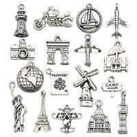 Modèles modernes électroplaqués de Tour Eiffel, avion, bateau, voiture, accessoires de bijoux DIY, boucles d'oreilles, porte-clés, petits pendentifs