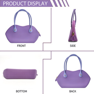 Sac à main de plage en silicone imperméable et lavable, petit sac en caoutchouc portable avec fermeture éclair pour le rangement de cosmétiques et de téléphone - Product Image 3