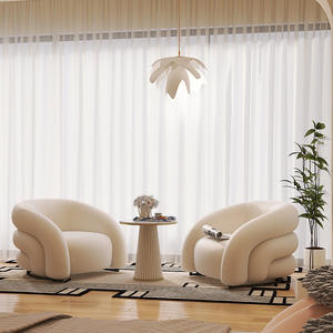 Fauteuil simple de couleur crème, forme ronde, chaise d'attente pour petits appartements et balcons - Product Image 4