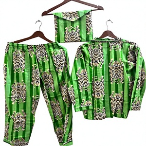 Pijamas de Algodón con Estampado Floral de 2 Piezas para Mujer, Manga Larga, Cuello Camisero, Ropa de Dormir Informal para Primavera - Product Image 1