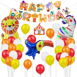 Balon Ulang Tahun Sirkus Spanduk Ulang Tahun Sirkus Dekorasi Pesta Ulang Tahun Karnaval Dekorasi Balon Badut