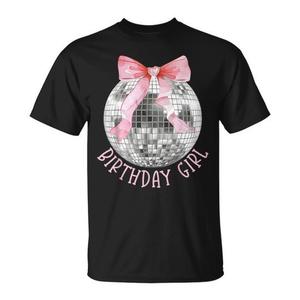 Camiseta Coquette con Lazo y Bola de Discoteca para Niñas, para Fiestas de Cumpleaños, Eventos con Temática Disco, Camiseta Promocional - Product Image 1