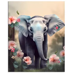 Elephant Paint by Numbers for Adult Beginner Kids DIY Paint by Number Kits for Kids on Canvas Painting Colorful Elephant