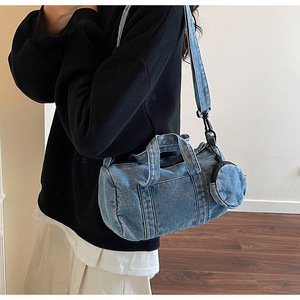 Large Capacity Denim Cloth Shoulder <b>Bags</b> for Women Thread Design Ladies Armpit Crossbody <b>Bag</b> High-value Travel Pillow Handbags - Product Image 4