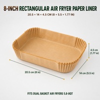 Papiers de cuisson carrés pour friteuse à air de 8 pouces, 150 pièces, jetables, en papier sulfurisé de qualité alimentaire 38 g/m², antiadhésifs pour friteuses de 5,8 à 8 QT, vente en gros