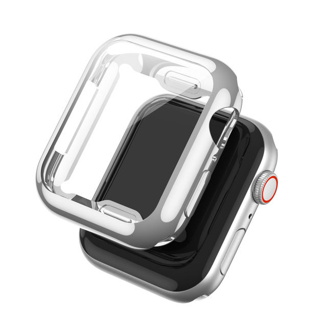 Electroplate TPU Protective Case 40MM 44MM for Apple Watch Series 9 8 7 6 5 4 TPU Clear Frame Protection Cover for Iwach Case