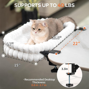 <b>Foldable</b> Cat <b>Desk</b> Bed Hammock for Small Large Cats Indoor Resting Nest Office <b>Desk</b> 90° Rotating Washable Pet Nest Bed Hammock - Product Image 3