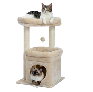 Moderne Luxe Eenvoudige Grijze Kattenboom Condo met Krabpalen en Bed, Fabrieksgemaakte Sisal Materiaal, Verpakt in Karton - Product Image 2