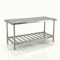 Banc de travail métallique robuste personnalisable, table de travail en acier inoxydable, rangement d'outils industriel avec étagère inférieure, atelier, garage
