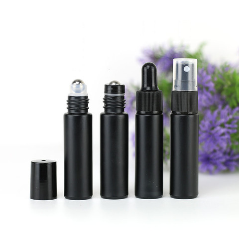 Matte Black Glossly Black 10ml Glass Roll on Bottle Glass Spray Bottle with Dropper