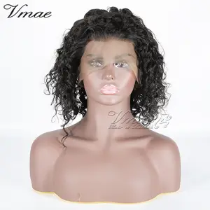 VMAE-Cabello humano brasileño con encaje suizo, 130, 150, 180 de densidad, Color Natural, 360 pelucas, cutícula con ondas al agua, cabello humano virgen alineado