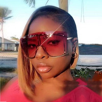 8220 Oversized One-piece Metal Rimless <strong>Gradient</strong> Big Square Shield <strong>Sunglasses</strong> 2025 - Product Image 2