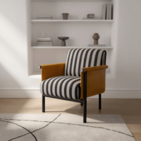 Fauteuil de salon en teck doré, style moderne et minimaliste, pour la maison, le bureau et l'hôtel, coin lecture