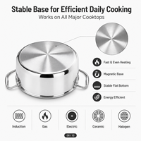 Ensemble de 7 casseroles et poêles de cuisine modernes, économie d'énergie, antiadhésives, en acier inoxydable triple couche, pour usage domestique