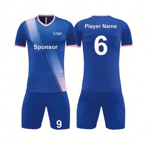ชุดฟุตบอลแบบเต็มชุด เสื้อยืดสีน้ำเงินคุณภาพสูง ดีไซน์ใหม่ปี 2026 สำหรับทุกเพศทุกวัย ไซส์ใหญ่พิเศษ ผลิตจากโพลีเอสเตอร์ 100% - Product Image 1