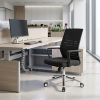 Chaise de bureau pivotante ergonomique en tissu maillé, simple et réglable, avec accoudoirs modernes et soutien lombaire