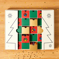 Calendrier de l'avent de luxe à ouverture magnétique rouge, boîte mystère personnalisée avec compte à rebours de Noël, 25 jours
