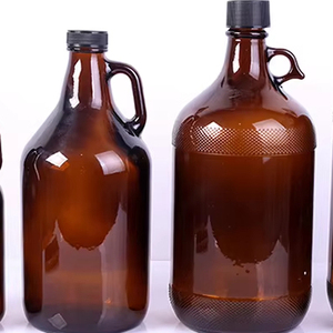 Ensemble de bouteilles en verre brun ambré avec bouchons à vis, capacités 1L/2L/2,5L/4L, pour bière, <span class=keywords><strong>tequila</strong></span>, brandy, boissons artisanales - Product Image 1