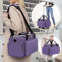 Grande trousse de maquillage personnalisée, trousse de toilette matelassée de voyage, ensemble de 3 pochettes amovibles, trousse de toilette avec trousse à pinceaux de maquillage, valise à roulettes pour le maquillage