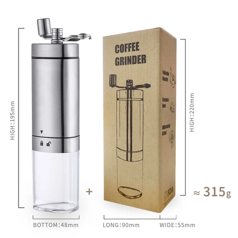 Factory Wholesale Triangular Hand Grinder Portable Stainless Steel Coffee Machine for Household Use Manual Electric Grinder