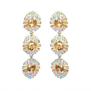 Pendientes Largos de Diseño Floral Geométrico de Moda en Aleación de Cobre con Cristales de Estrás para Mujer, Ideales para Aniversario - Product Image 6