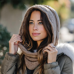 Pañuelo de Invierno 2 en 1, <span class=keywords><strong>capucha</strong></span> y calentador de cuello, <span class=keywords><strong>bufanda</strong></span> de punto perfecta para actividades al aire libre - Product Image 4