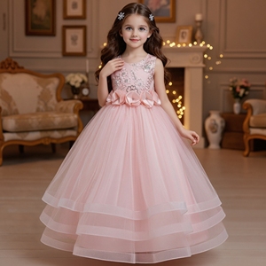 Robe de mariée longue style occidental pour fille, robe en tulle moelleux pour grande fille, pour 12 ans, robe de bal, robe de fête pour enfants - Product Image 5