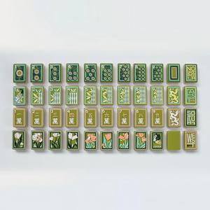 Jeu de Mahjong Créatif en Mélamine Peint à la Main Vert Émeraude Premium Tendance Américaine 2026 – Tuiles Durables et Écologiques - Product Image 1