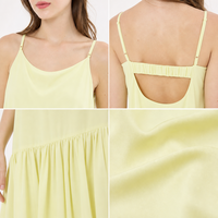 Robe longue jaune clair sans manches à fines bretelles pour femme - Découpes au dos et ourlet à volants - Vêtements personnalisés - Faible MOQ - Fabrication en usine