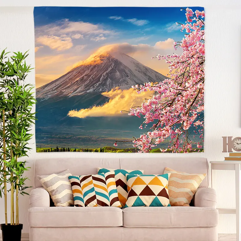 Wholesale Scenic Tapestry Japanese Fuji Mountain Fabric Tapestry 51x60 inch Home Decor Wall Hanging
