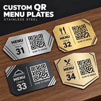 Plaque de table géométrique pour restaurant, avec logo personnalisé, numéro de table, vente en gros, plaque nominative en acier inoxydable sur mesure