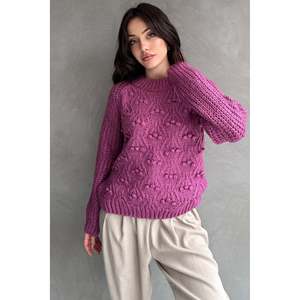Suéter de Punto Texturizado con Cuello Redondo Verde para Mujer, 100% Acrílico, Manga Larga, Talla Única para Uso Casual - Product Image 6